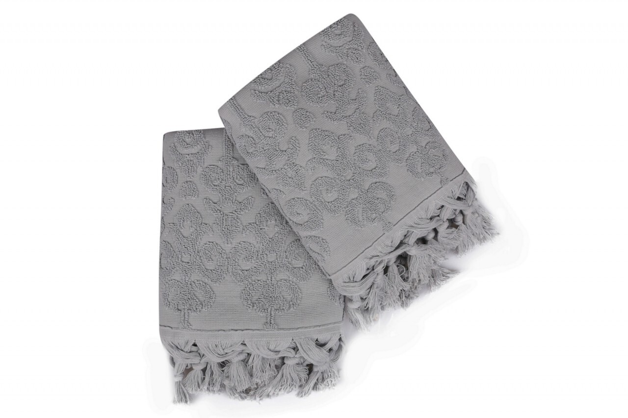 Set 2 prosoape de maini 50x90 cm, 100% bumbac, Saheser, Bağlamalı Kilim  Grey - imagine 7